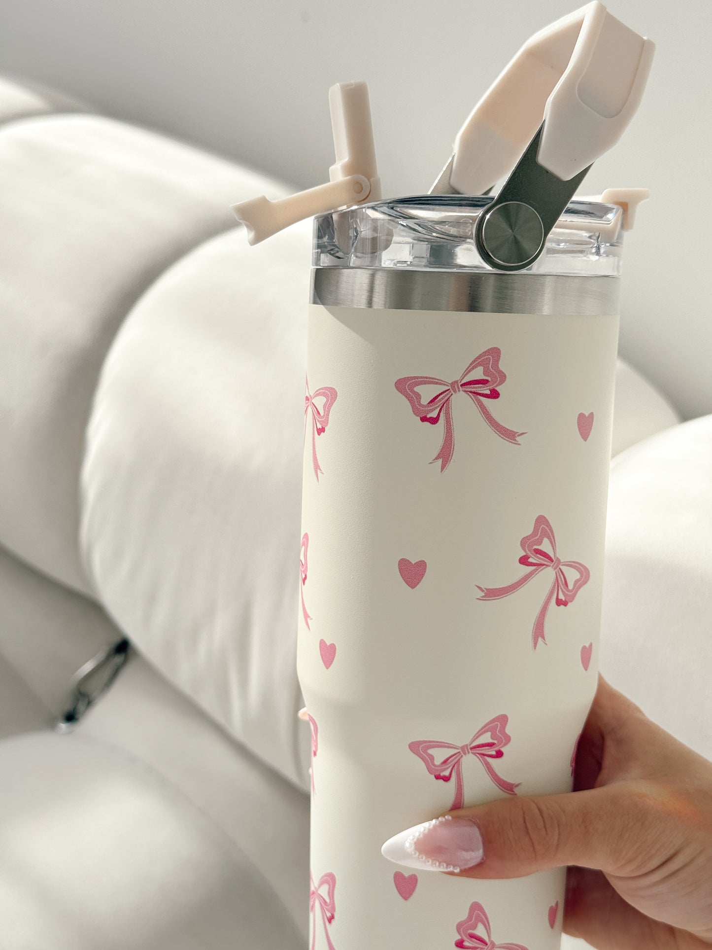 Bow Heart Tumbler Cup