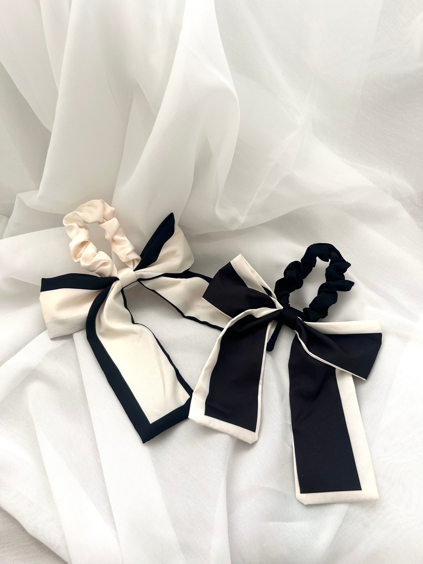 Satin Bow Hair Scrunchie Set