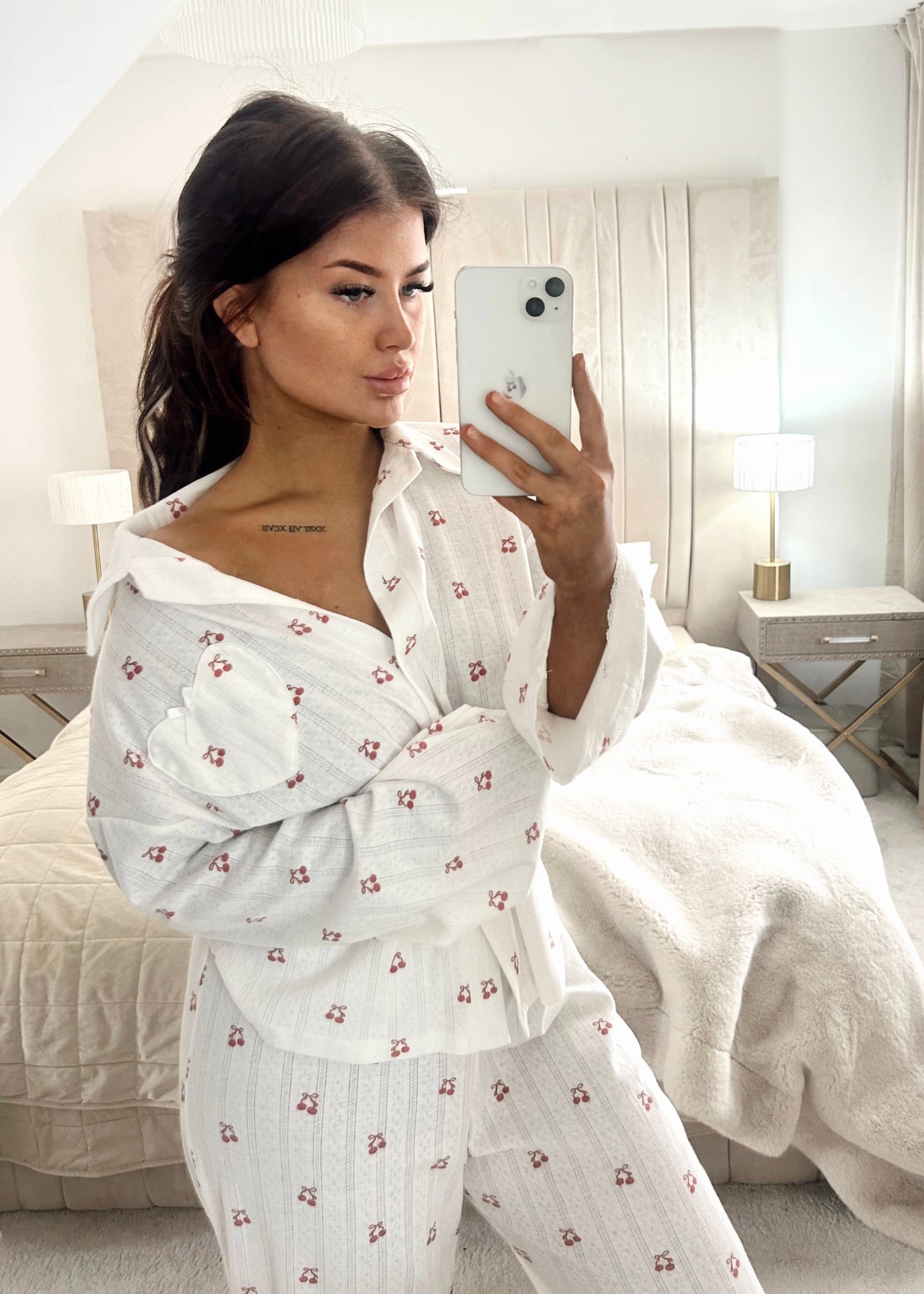 White Cherry Pyjama Set