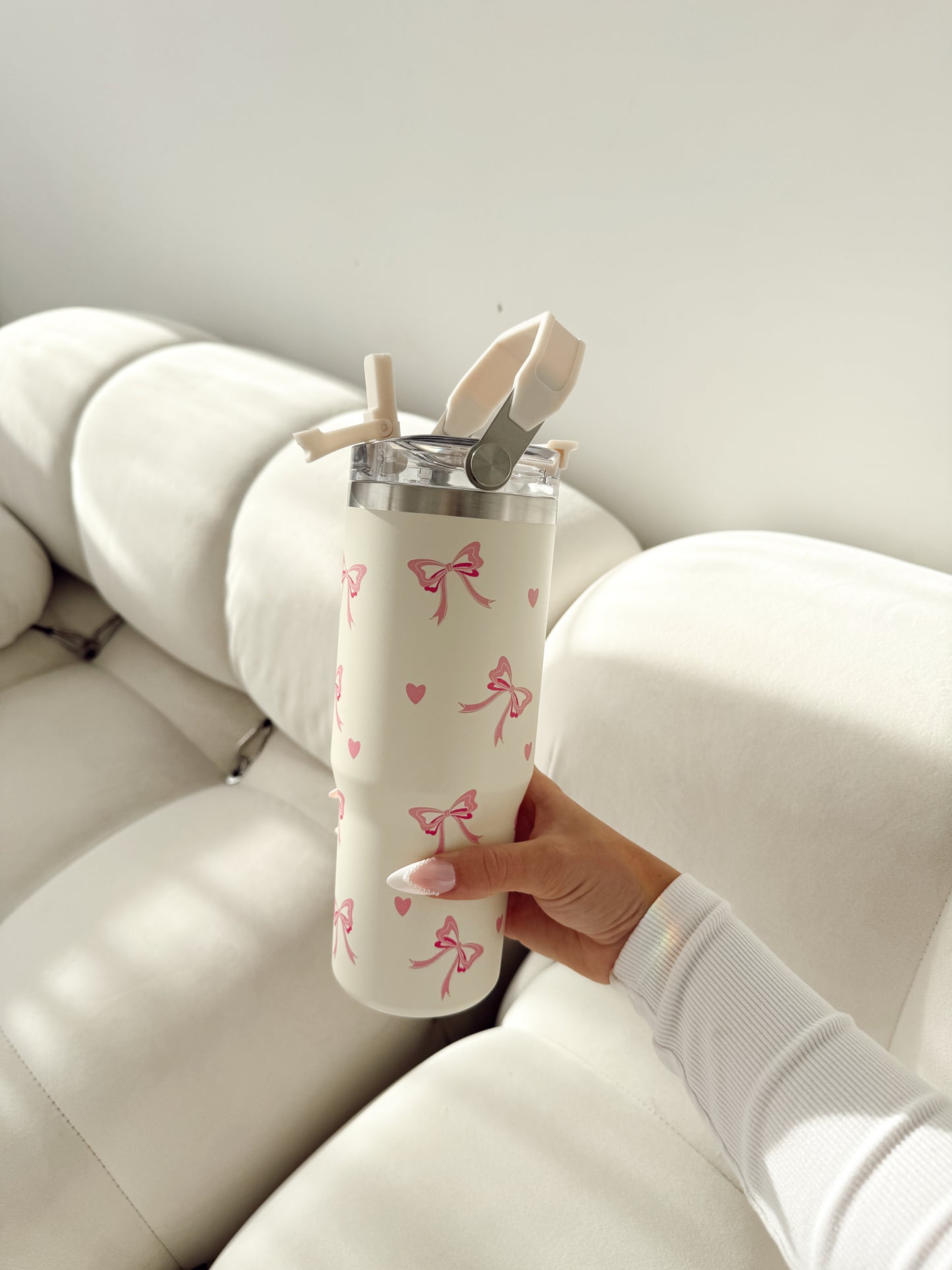Bow Heart Tumbler Cup