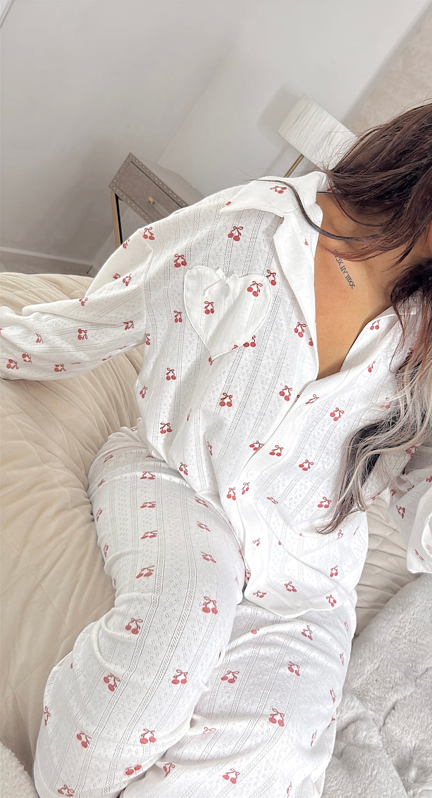 White Cherry Pyjama Set