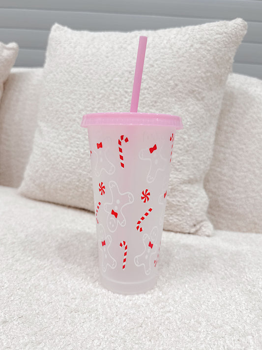 Candy Cane Christmas Re-usable Cup