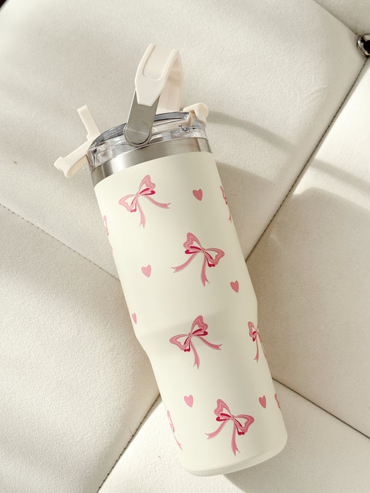 Bow Heart Tumbler Cup